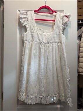 aerie White Ruffle Sleeve Mini Dress
